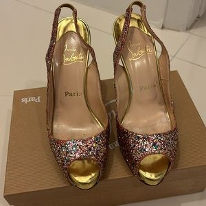 Christian Louboutin No Prive glitter slingback